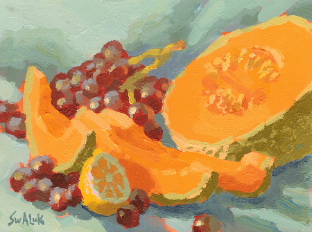 Cantaloupe and Grapes
